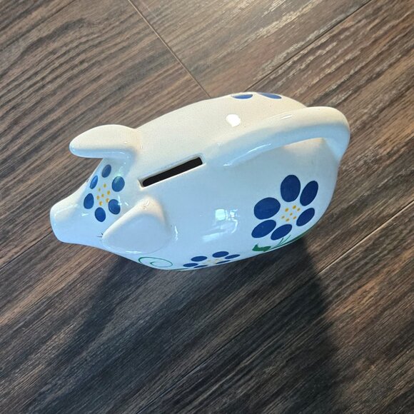 Ceramic Piggy Bank with Floral Decor NWOT - Picture 7 of 8